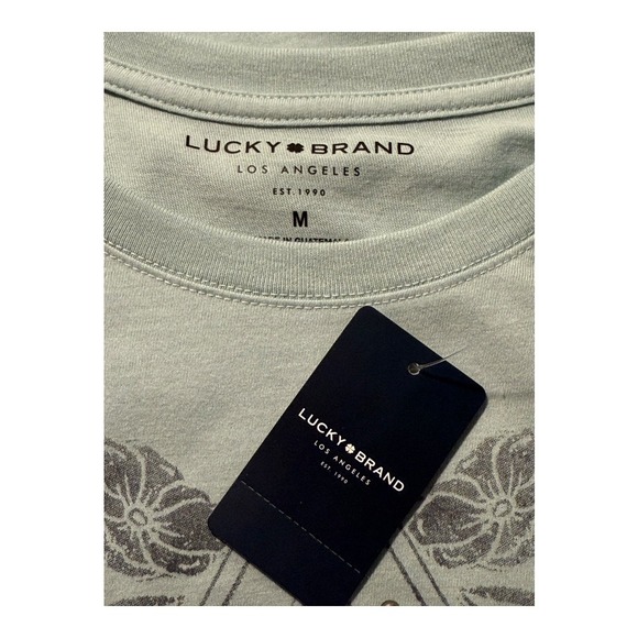 NEW Lucky Brand‎ Graphic Tee Eagle Roses Studded Details T-Shirt Medium NWT - Picture 4 of 8